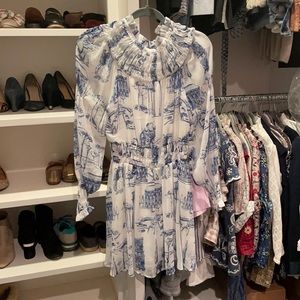 H&M blue toile dress size 2